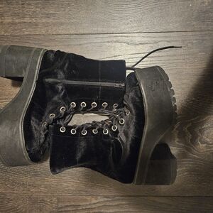 Black Velvet Platform Boots
